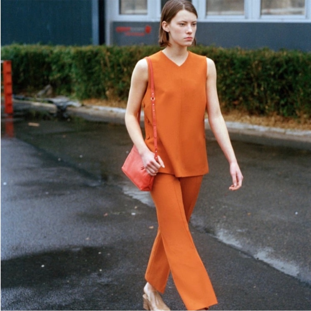 Zara Orange side button top